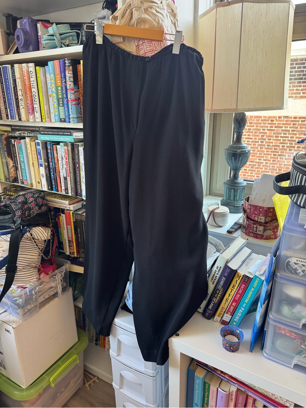 Vintage Easton Black Wide-Leg Pants with Elastic Waist